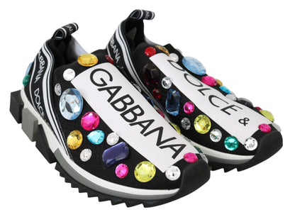 Baskets basses noires ornées de cristaux Dolce &amp; Gabbana