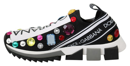 Baskets basses noires ornées de cristaux Dolce &amp; Gabbana