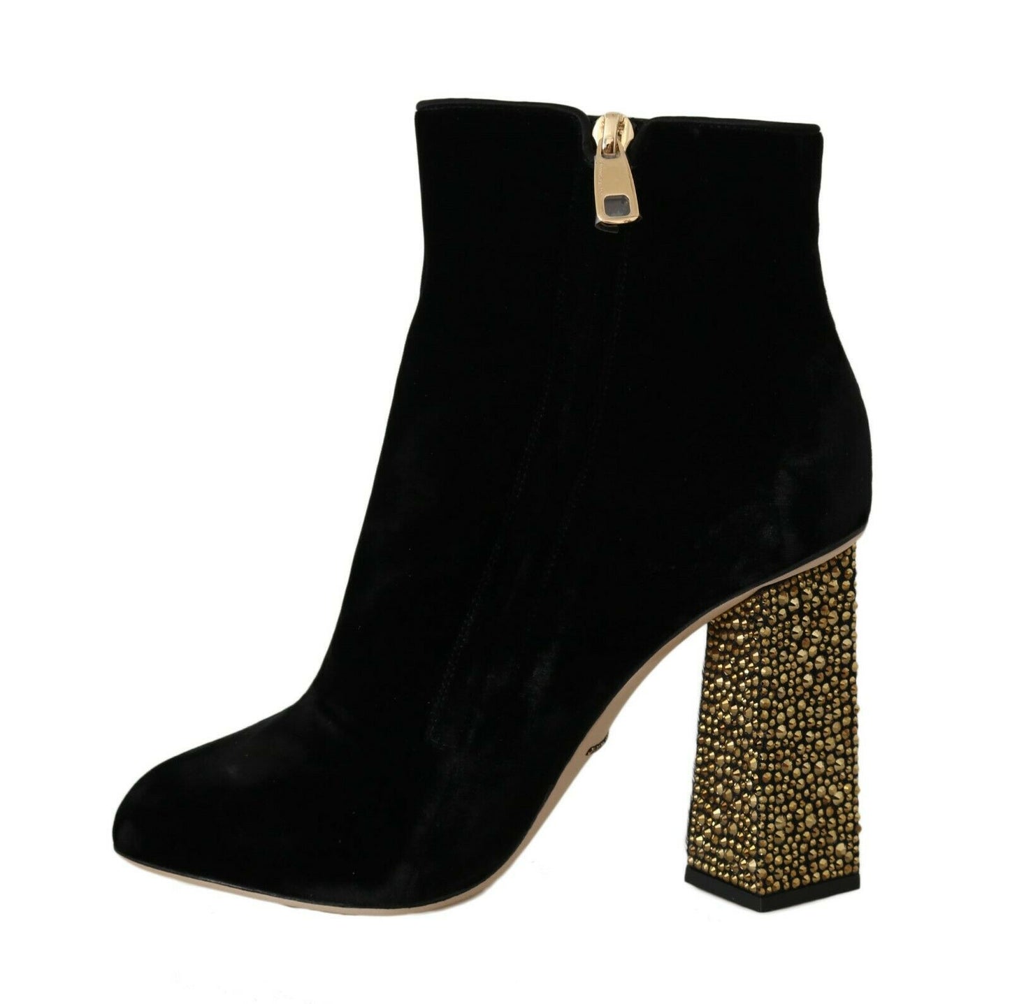 Bottines élégantes en velours Dolce &amp; Gabbana avec talons en cristal