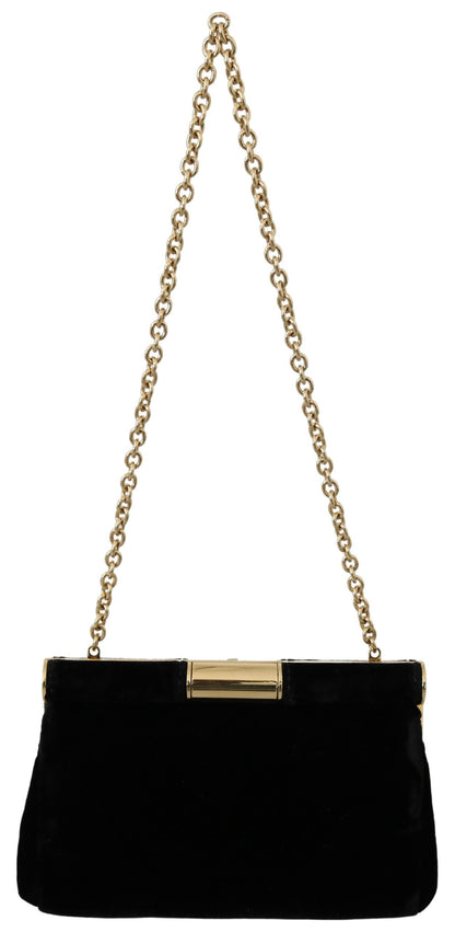 Sac bandoulière de soirée en velours Dolce &amp; Gabbana avec clous en cristal