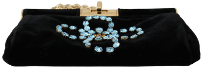 Sac bandoulière de soirée en velours Dolce &amp; Gabbana avec clous en cristal