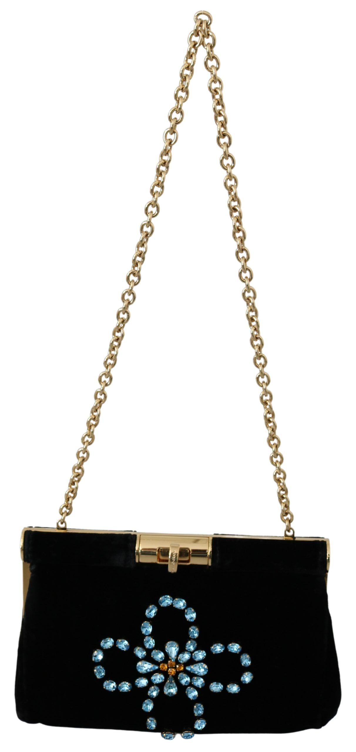 Sac bandoulière de soirée en velours Dolce &amp; Gabbana avec clous en cristal