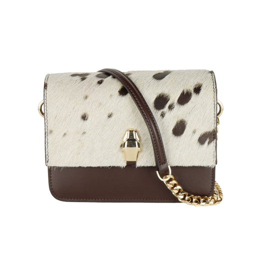 Petit sac à bandoulière bicolore Cavalli Class Chic, blanc et marron