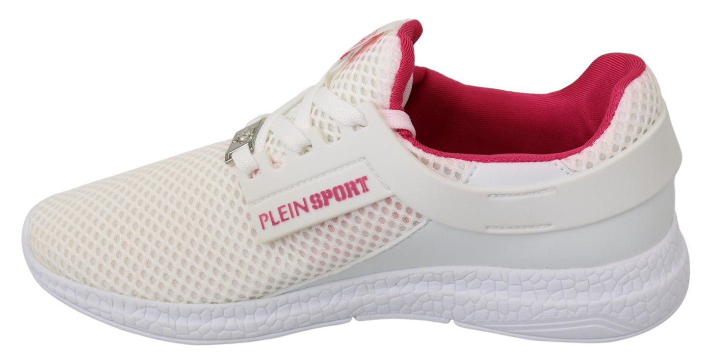 Baskets Becky blanches chics avec accents roses de Philipp Plein