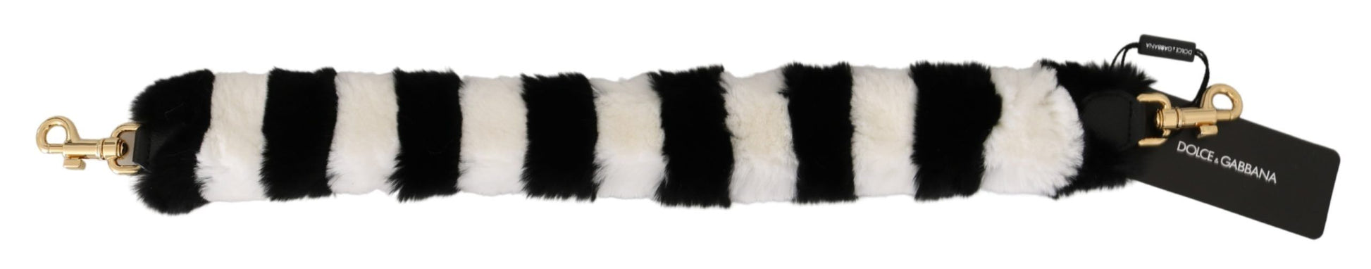 Dolce & Gabbana Black White Lapin Fur Accessory Shoulder Strap by Dolce & Gabbana