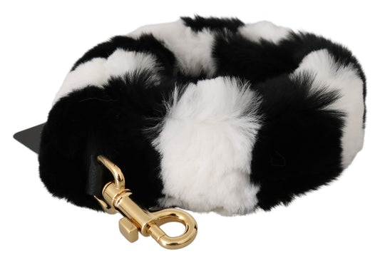 Dolce & Gabbana Black White Lapin Fur Accessory Shoulder Strap by Dolce & Gabbana