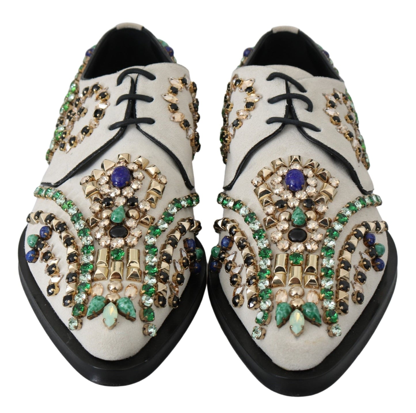 Dolce &amp; Gabbana - Ballerines élégantes en daim blanc avec cristaux