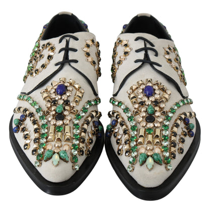 Dolce &amp; Gabbana - Ballerines élégantes en daim blanc avec cristaux