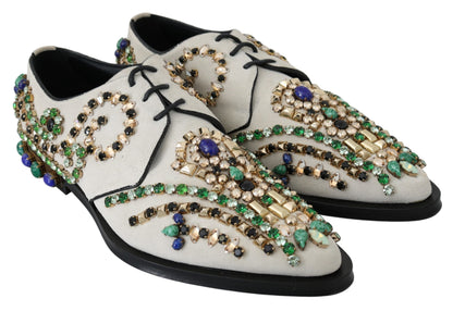 Dolce &amp; Gabbana - Ballerines élégantes en daim blanc avec cristaux