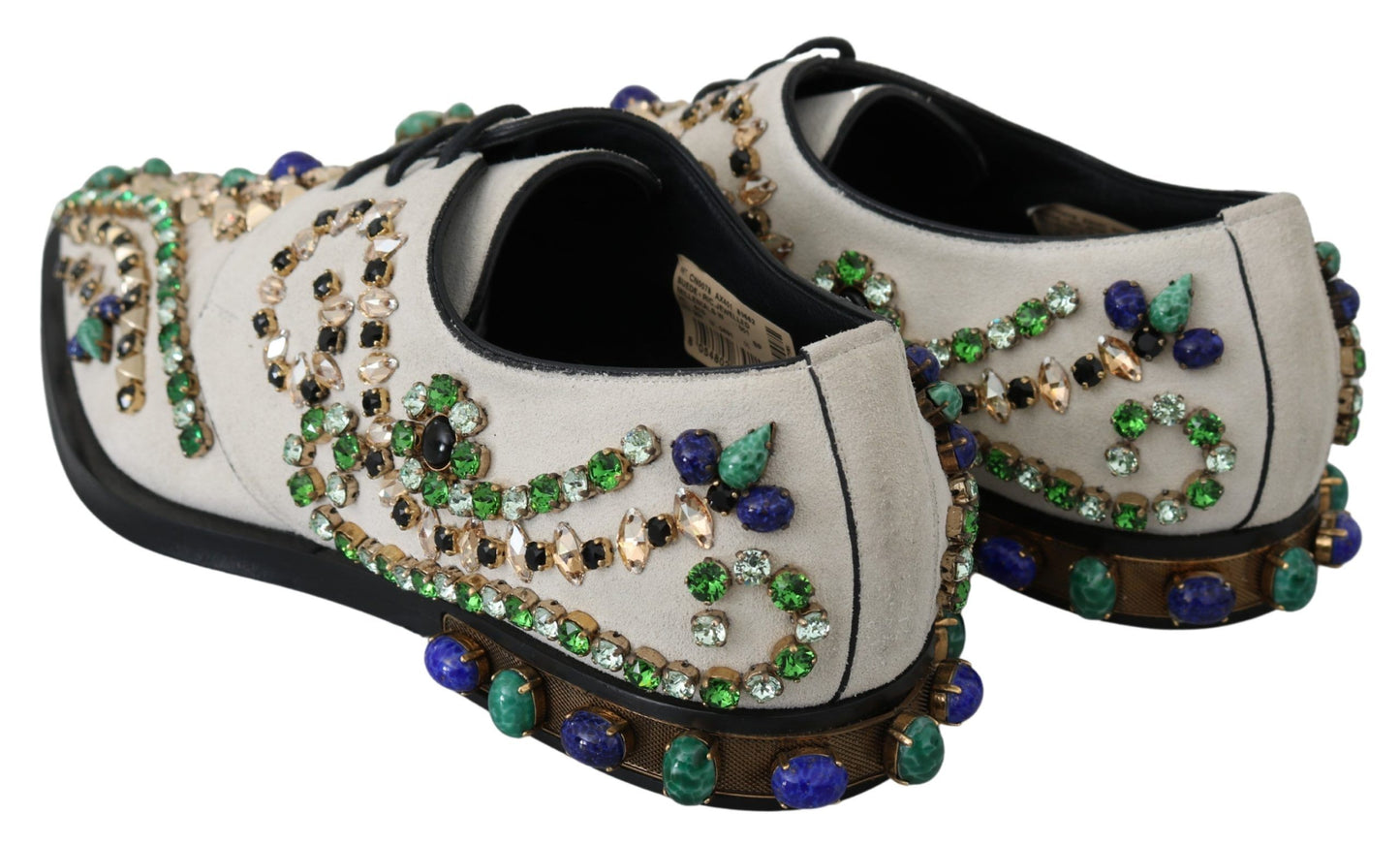 Dolce &amp; Gabbana - Ballerines élégantes en daim blanc avec cristaux