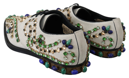Dolce &amp; Gabbana - Ballerines élégantes en daim blanc avec cristaux