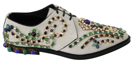 Dolce &amp; Gabbana - Ballerines élégantes en daim blanc avec cristaux