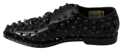 Chaussures habillées élégantes en cuir noir et cristal Dolce &amp; Gabbana