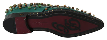 Chaussures habillées en cuir émeraude Dolce &amp; Gabbana avec accents de cristaux