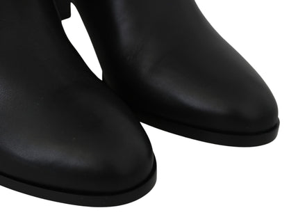 Jimmy Choo Elegant Black Calf Leather Heeled Boots by Jimmy Choo