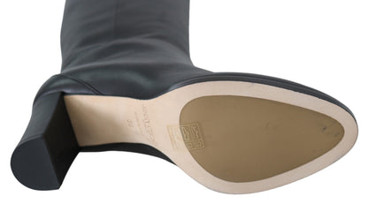 Jimmy Choo Elegant Black Calf Leather Heeled Boots by Jimmy Choo