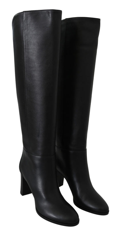 Jimmy Choo Elegant Black Calf Leather Heeled Boots by Jimmy Choo
