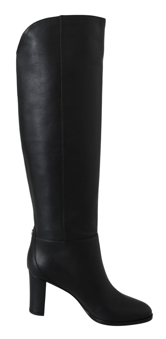 Jimmy Choo Elegant Black Calf Leather Heeled Boots by Jimmy Choo