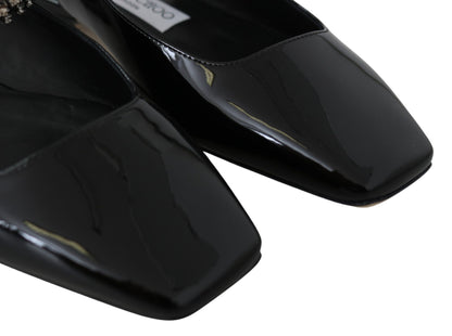 Jimmy Choo Élégantes ballerines noires vernies avec accents de cristal