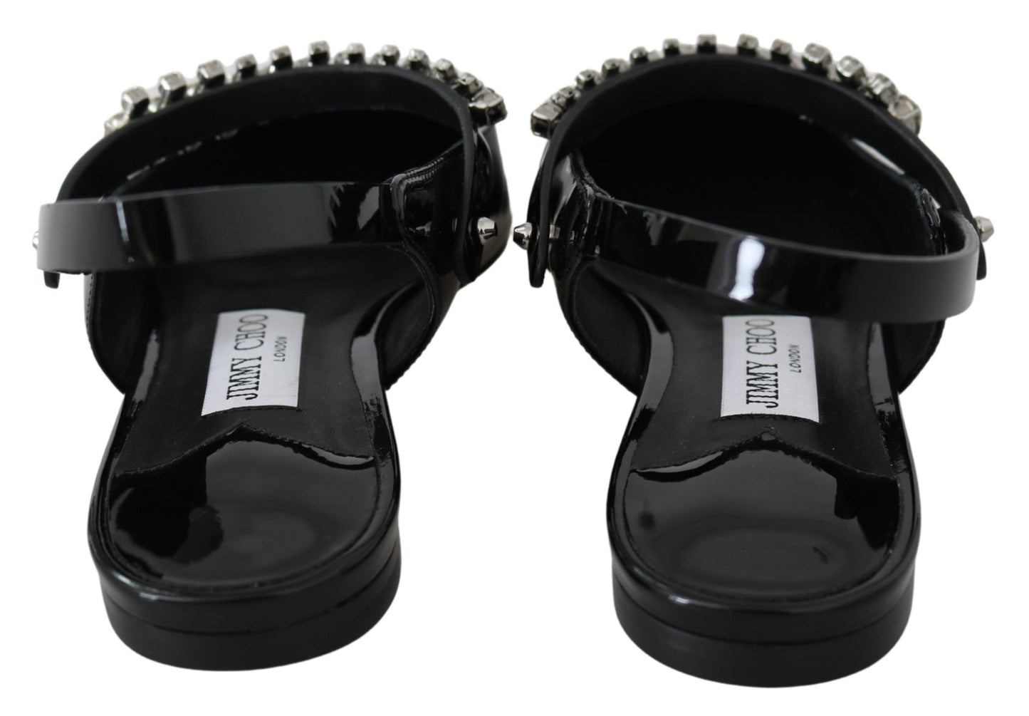 Jimmy Choo Élégantes ballerines noires vernies avec accents de cristal
