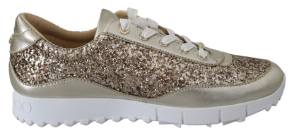Baskets Jimmy Choo en cuir pailleté doré antique