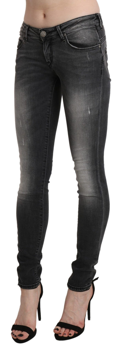 Huit jeans skinny taille basse élégants en délavage noir