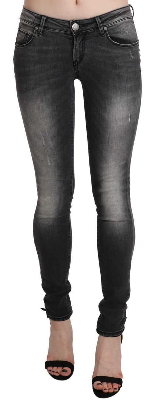 Huit jeans skinny taille basse élégants en délavage noir