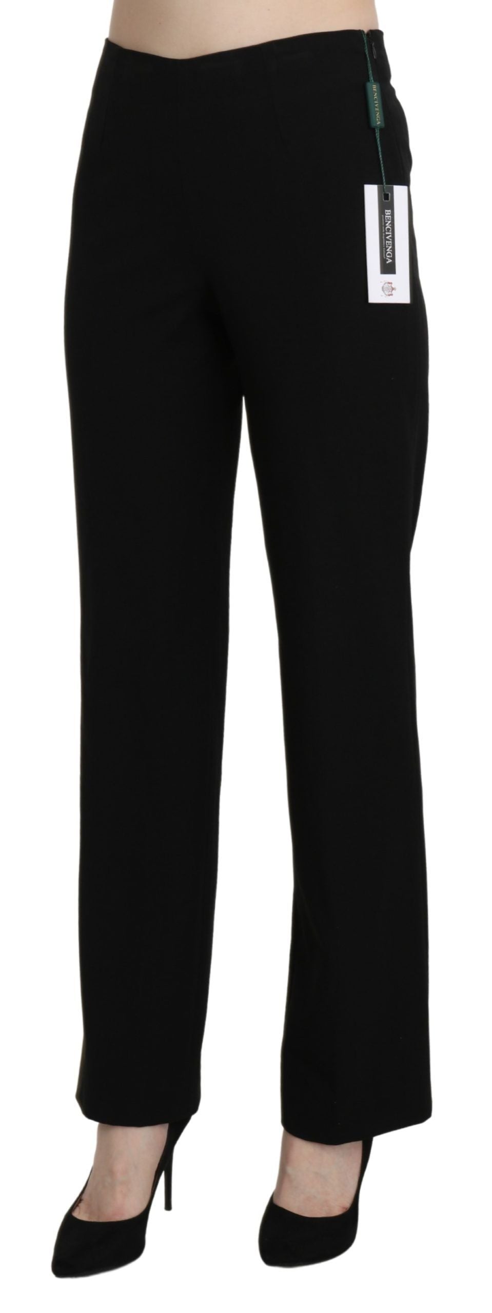 BENCIVENGA Black High Waist Straight Formal Dress Trouser by BENCIVENGA
