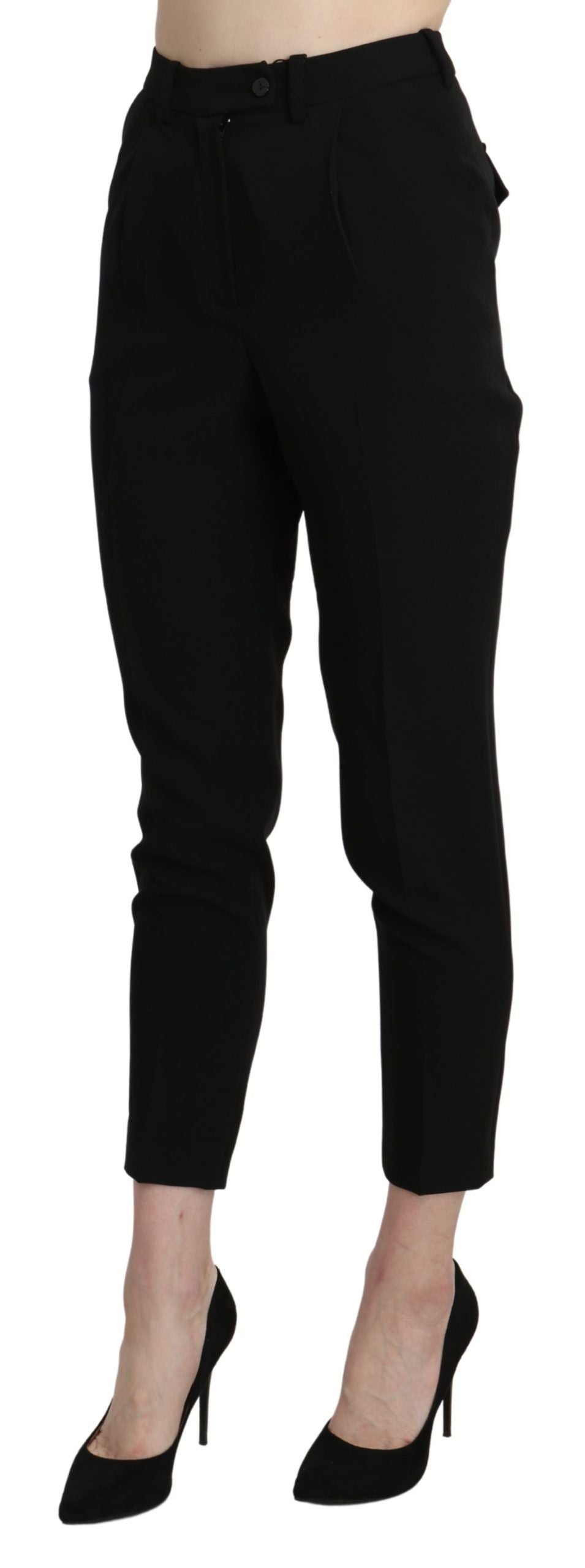 BENCIVENGA Black High Waist Skinny Cropped Dress Trouser Pant by BENCIVENGA