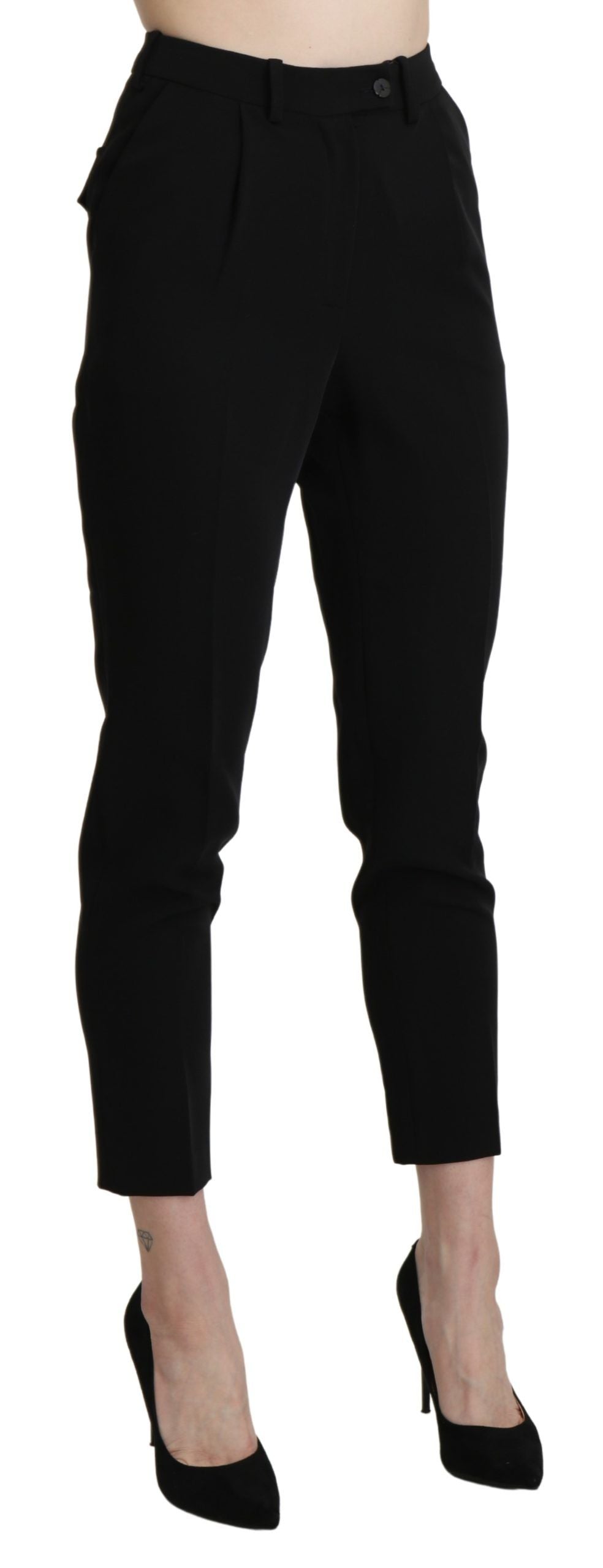 BENCIVENGA Black High Waist Skinny Cropped Dress Trouser Pant by BENCIVENGA