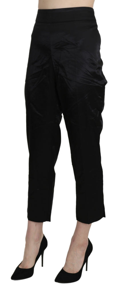 BENCIVENGA Black High Waist Straight Cropped Dress Trouser Pants by BENCIVENGA
