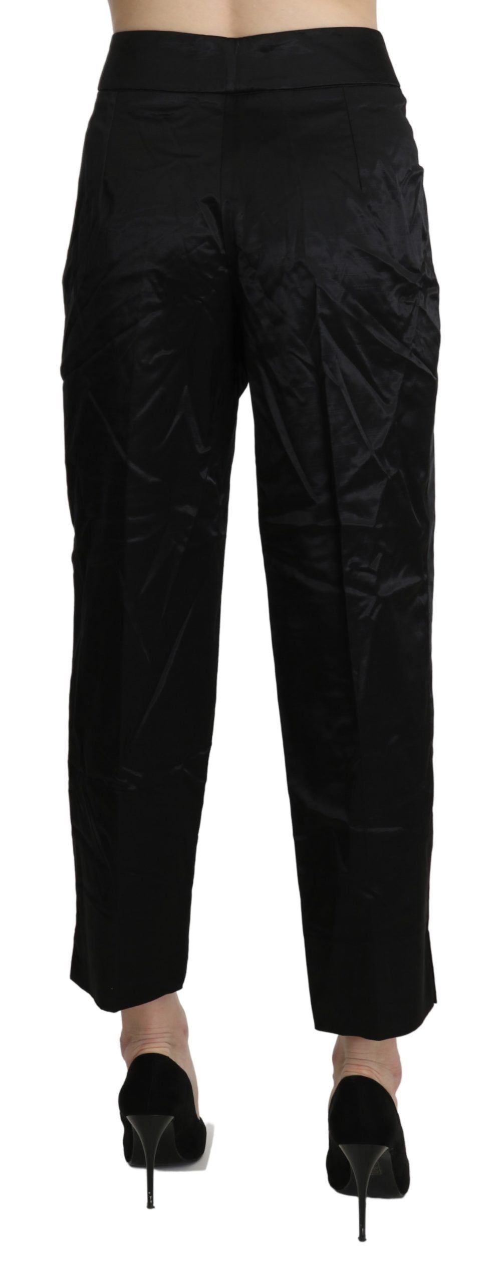BENCIVENGA Black High Waist Straight Cropped Dress Trouser Pants by BENCIVENGA