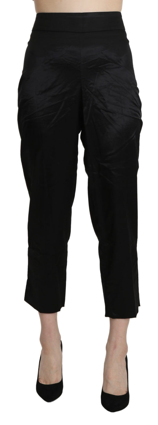 BENCIVENGA Black High Waist Straight Cropped Dress Trouser Pants by BENCIVENGA