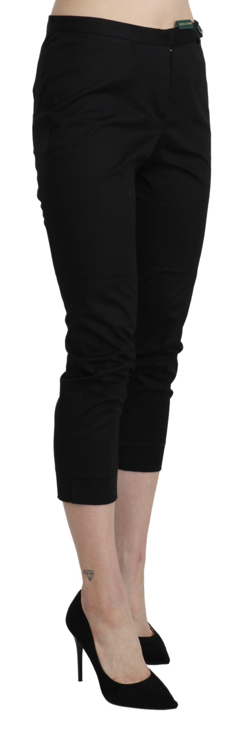 BENCIVENGA Black High Waist Skinny Cropped Dress Trouser Pants by BENCIVENGA