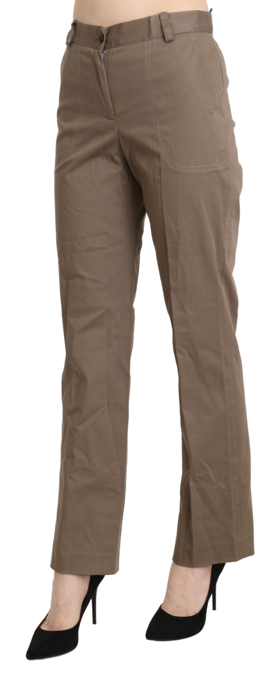 BENCIVENGA Brown High Waist Straight Dress Trouser Pants by BENCIVENGA