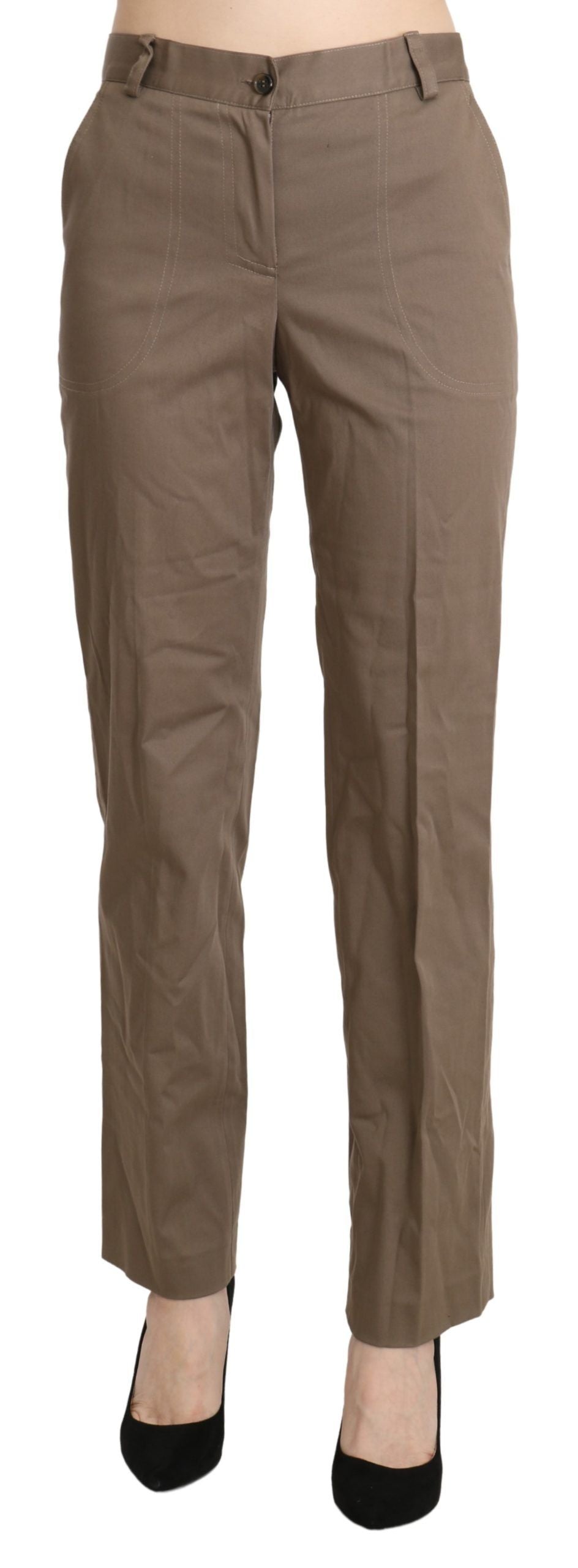 BENCIVENGA Brown High Waist Straight Dress Trouser Pants by BENCIVENGA
