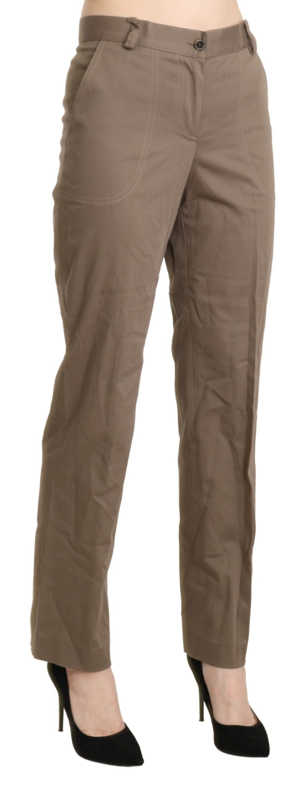 BENCIVENGA Brown High Waist Straight Dress Trouser Pants by BENCIVENGA