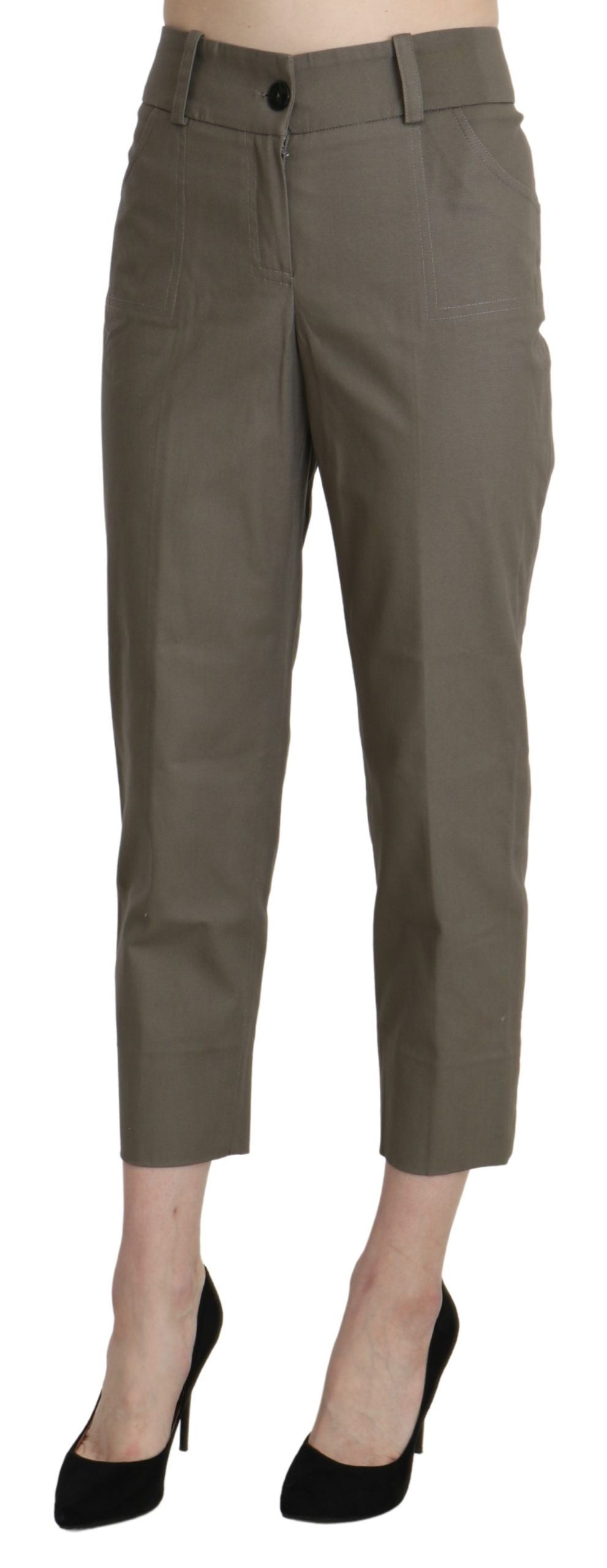 BENCIVENGA Gray High Waist Cropped Dress Trouser Pants by BENCIVENGA