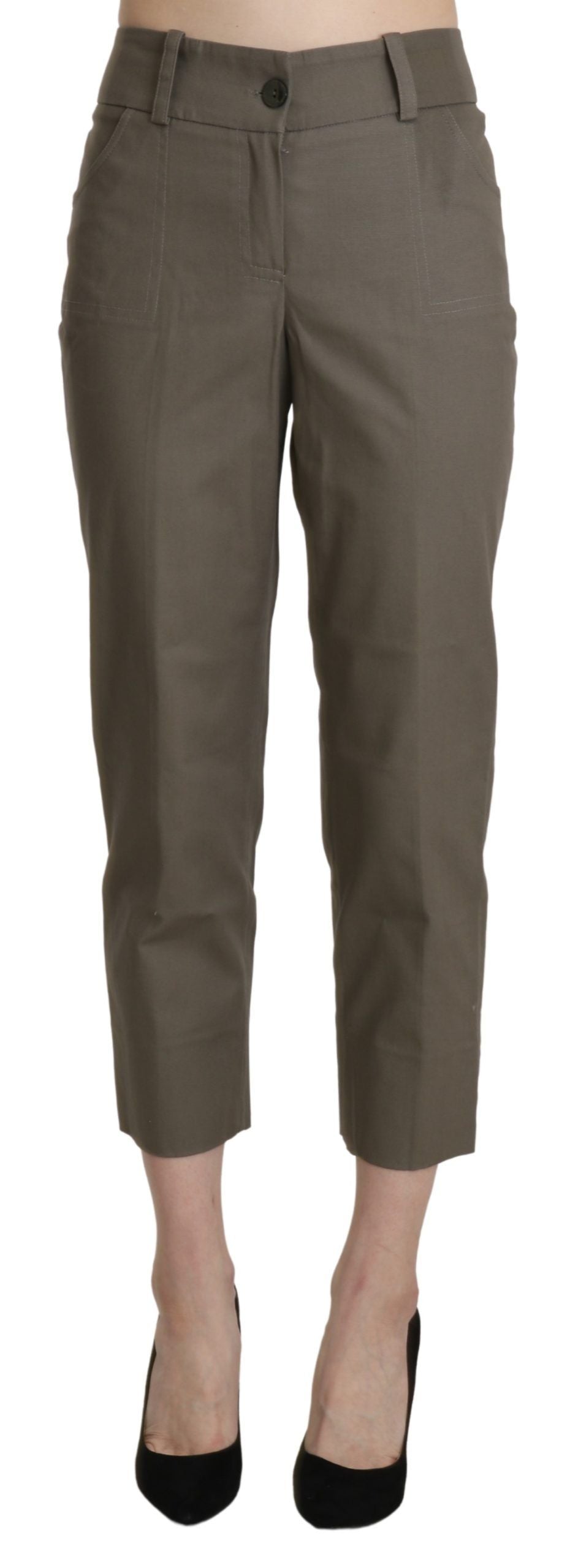 BENCIVENGA Gray High Waist Cropped Dress Trouser Pants by BENCIVENGA