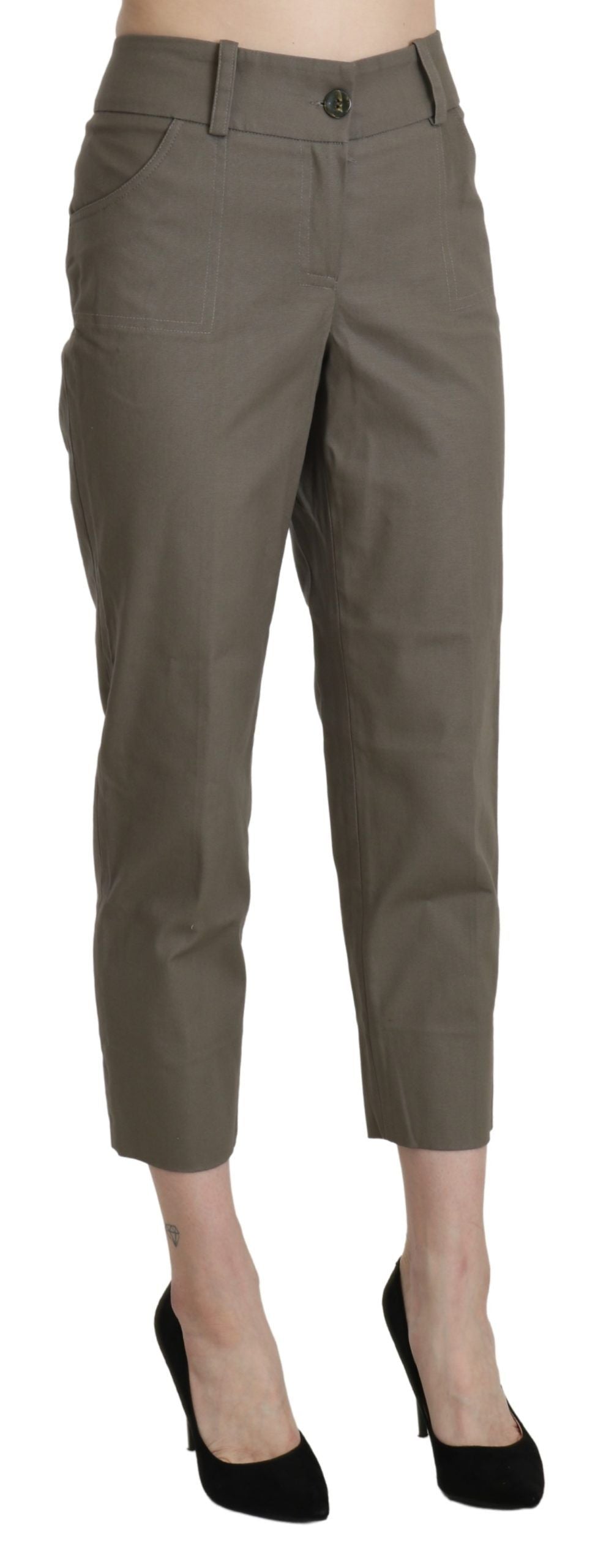 BENCIVENGA Gray High Waist Cropped Dress Trouser Pants by BENCIVENGA