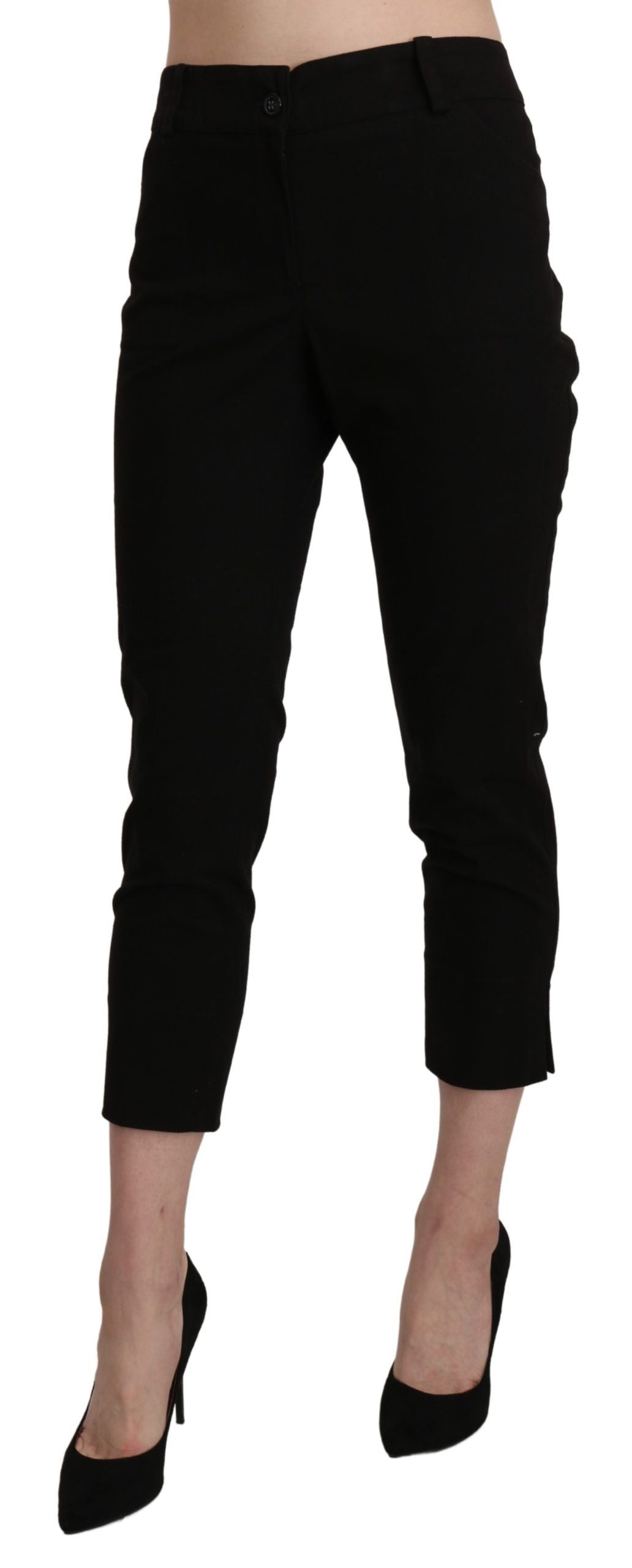 BENCIVENGA Black High Waist Skinny Cropped Dress Trouser Pants by BENCIVENGA