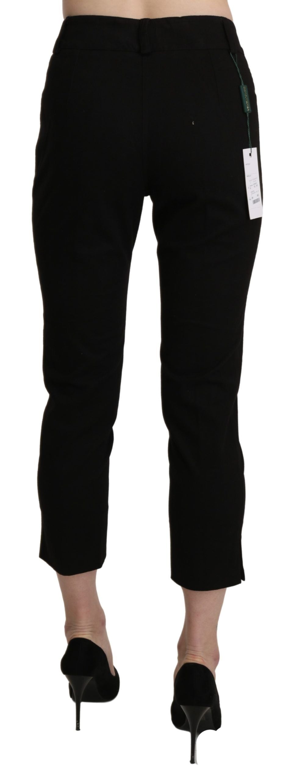 BENCIVENGA Black High Waist Skinny Cropped Dress Trouser Pants by BENCIVENGA