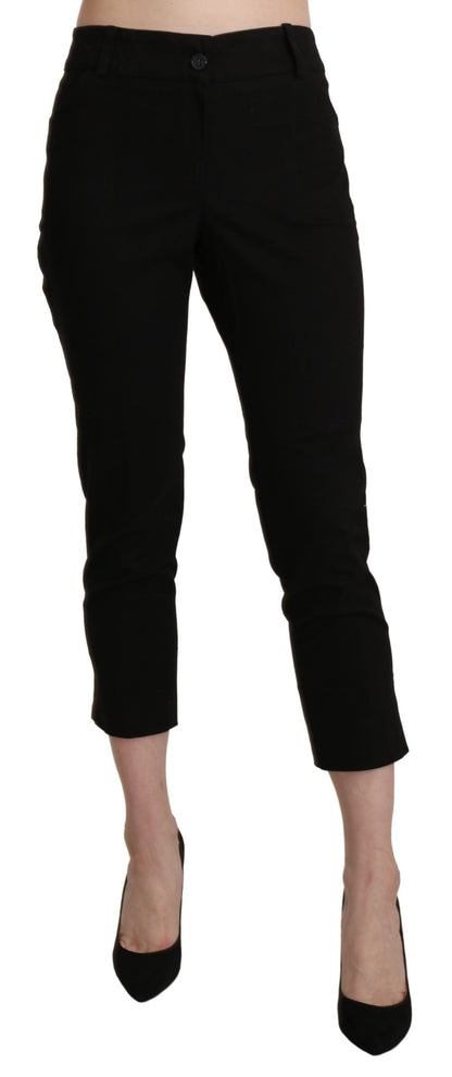 BENCIVENGA Black High Waist Skinny Cropped Dress Trouser Pants by BENCIVENGA