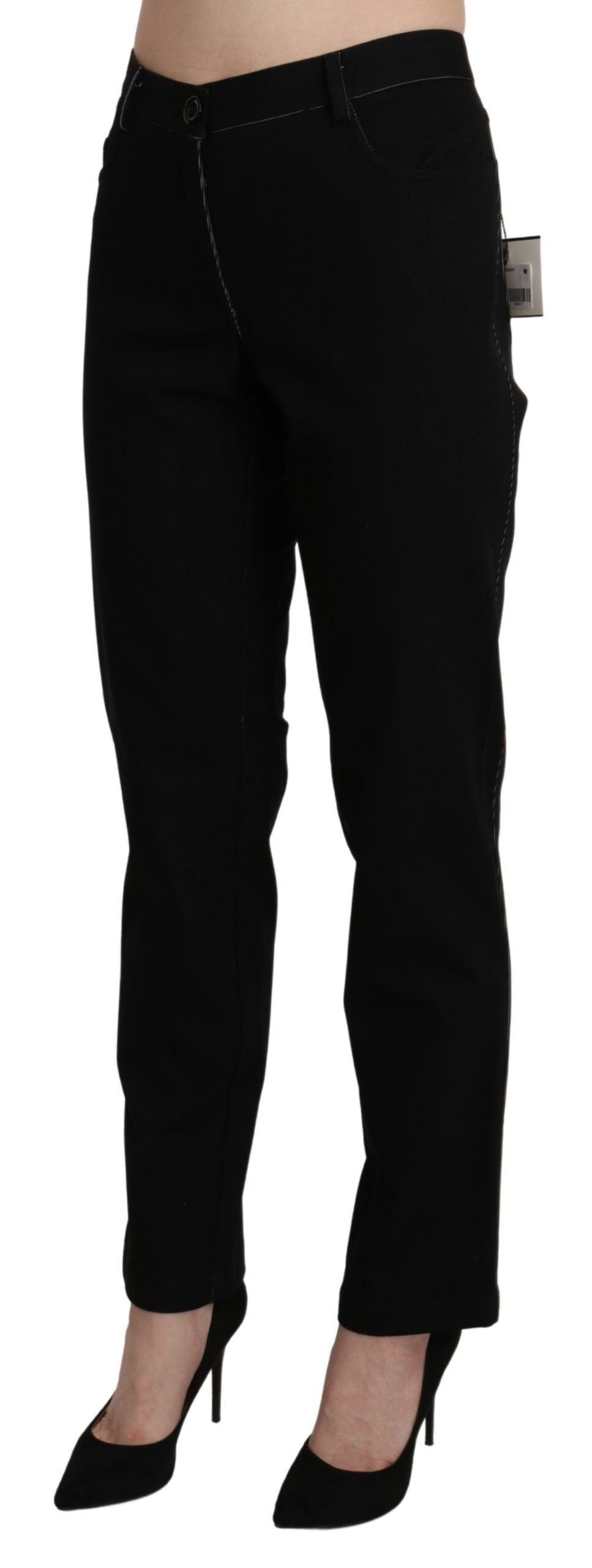 BENCIVENGA Black High Waist Straight Casual Trouser Pant by BENCIVENGA