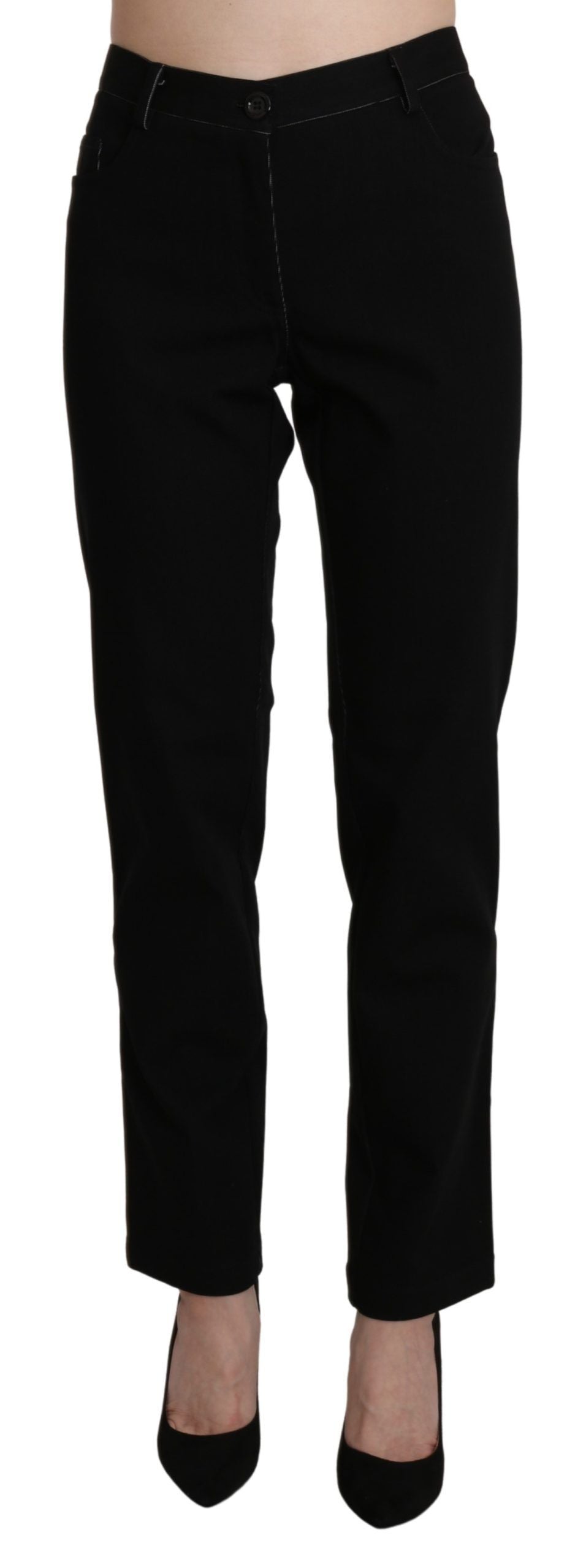 BENCIVENGA Black High Waist Straight Casual Trouser Pant by BENCIVENGA