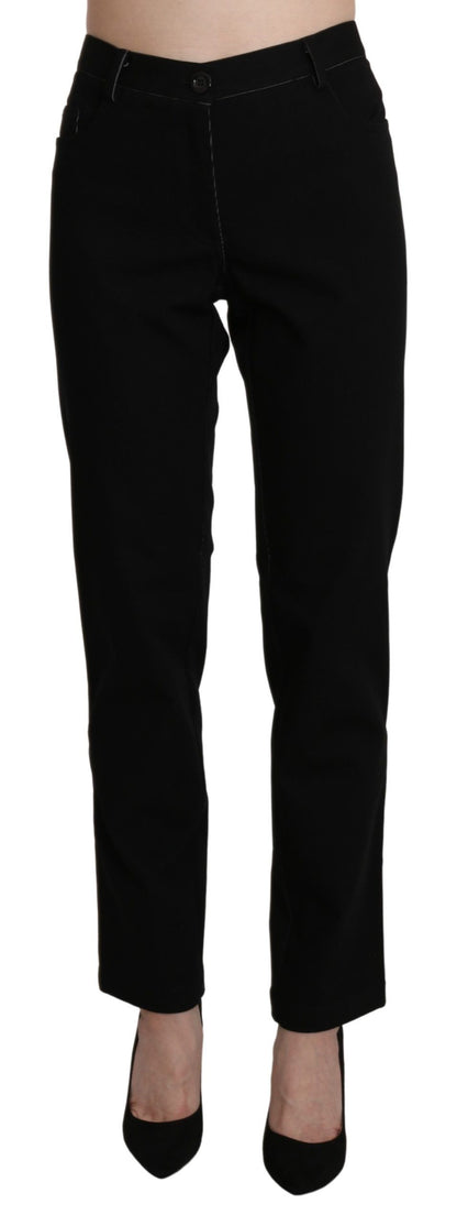 BENCIVENGA Black High Waist Straight Casual Trouser Pant by BENCIVENGA