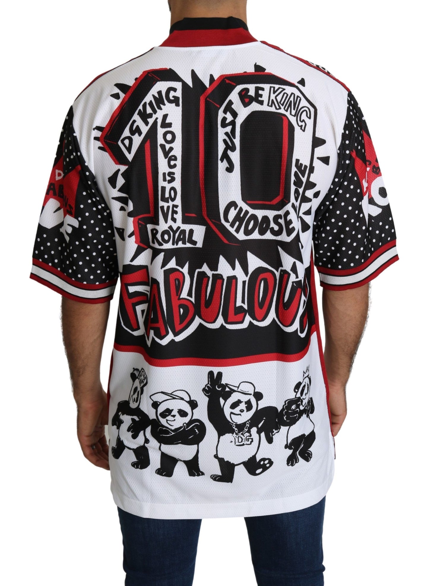 T-shirt à col zippé imprimé panda King blanc chic Dolce &amp; Gabbana