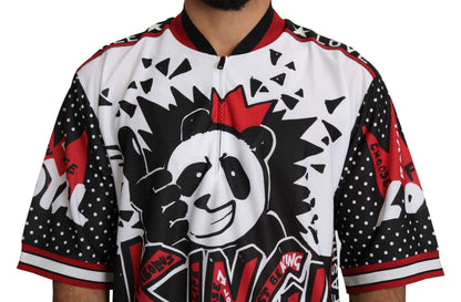 T-shirt à col zippé imprimé panda King blanc chic Dolce &amp; Gabbana