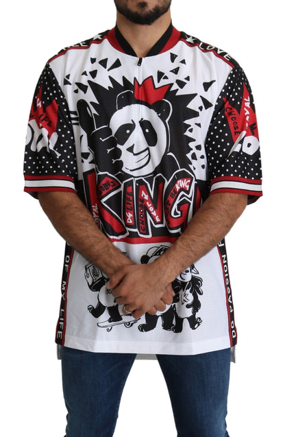 T-shirt à col zippé imprimé panda King blanc chic Dolce &amp; Gabbana
