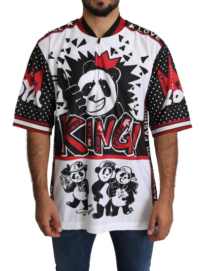 T-shirt à col zippé imprimé panda King blanc chic Dolce &amp; Gabbana